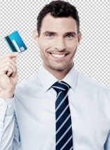 Corporate man showing his credit card
